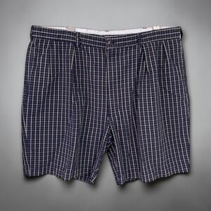 Polo Golf Ralph Lauren 40 39" Waist Navy Yellow Plaid Seersucker Pleated Shorts